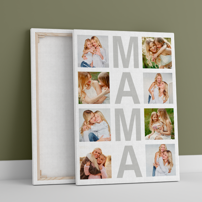 MAMA napis + zdjęcia - druk na płótnie, spersonalizowany prezent dla mamy