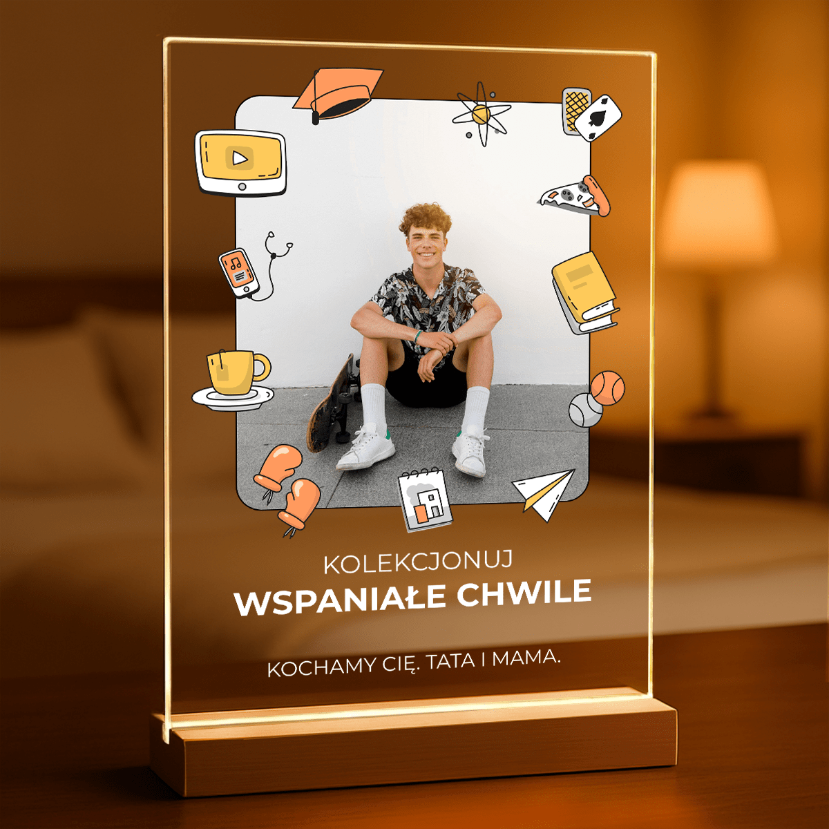 Kolekcjoner wspaniałych chwil - Druk na szkle, spersonalizowany prezent dla syna - Adamell.pl