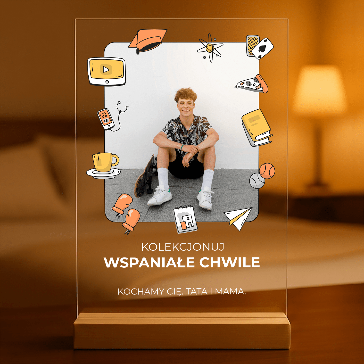 Kolekcjoner wspaniałych chwil - Druk na szkle, spersonalizowany prezent dla syna - Adamell.pl