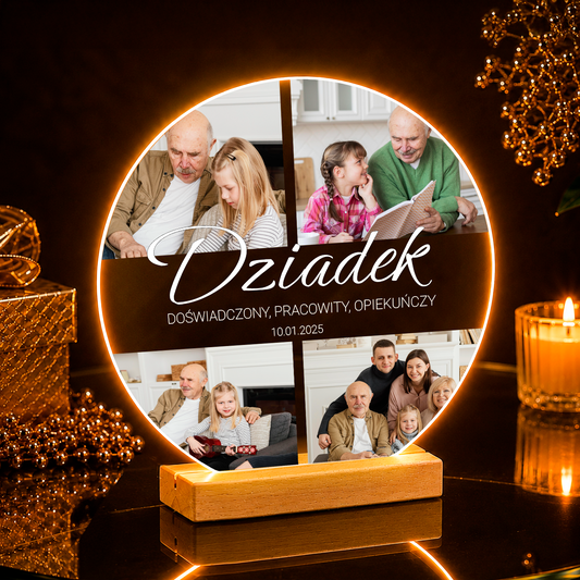 Zdjęcia z dziadkiem + napisy - Druk na szkle, spersonalizowany prezent dla dziadka