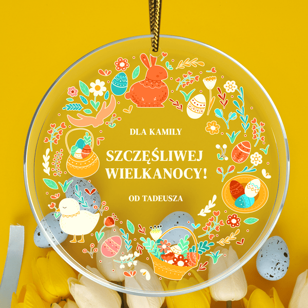 Kolorowa Wielkanoc - zawieszka akrylowa spersonalizowany prezent dla niej - Adamell.pl