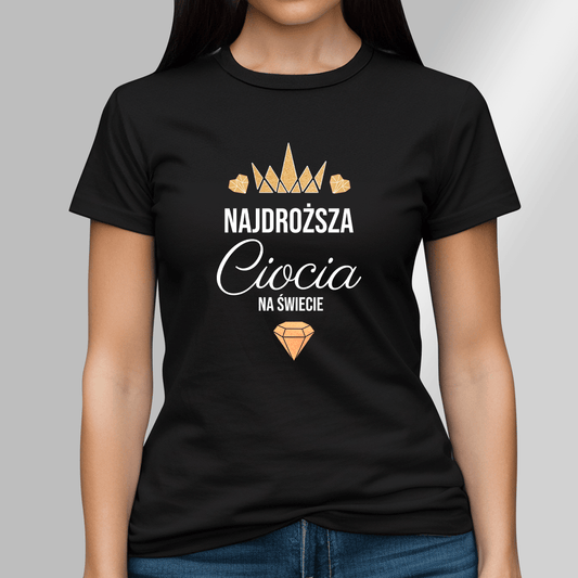 Koszulka damska z nadrukiem CIOCIA TO SKARB - spersonalizowany prezent dla cioci - Adamell.pl
