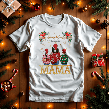 Koszulka damska z nadrukiem CLIPART ŚWIĄTECZNY DLA MAMY - spersonalizowany prezent dla mamy - Adamell.pl