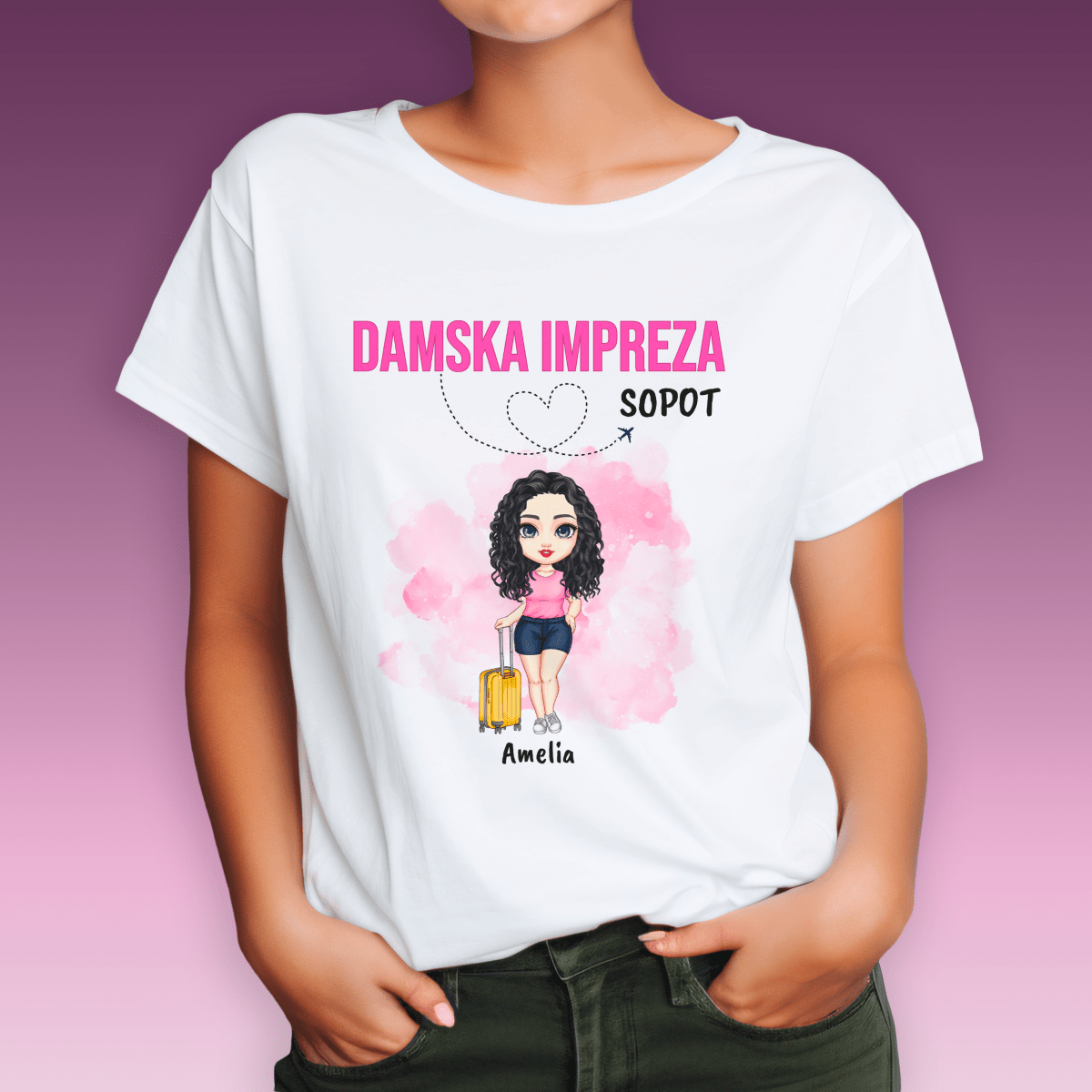 Koszulka damska z nadrukiem DAMSKA IMPREZA - spersonalizowany prezent dla przyjaciółki - Adamell.pl