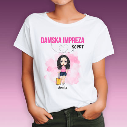 Koszulka damska z nadrukiem DAMSKA IMPREZA - spersonalizowany prezent dla przyjaciółki - Adamell.pl
