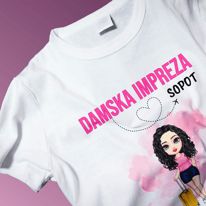 Koszulka damska z nadrukiem DAMSKA IMPREZA - spersonalizowany prezent dla przyjaciółki - Adamell.pl