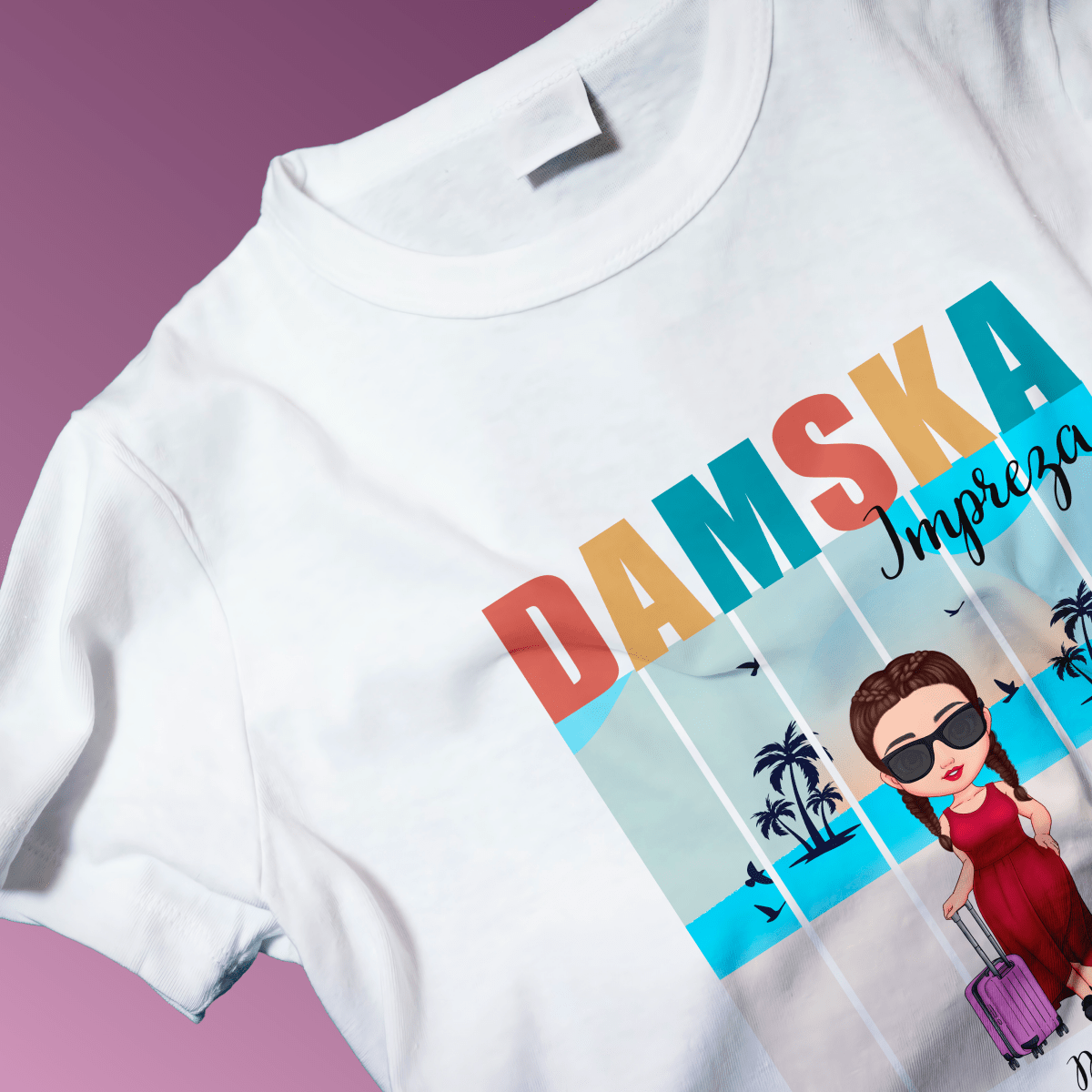 Koszulka damska z nadrukiem DAMSKA IMPREZA - spersonalizowany prezent dla przyjaciółki - Adamell.pl