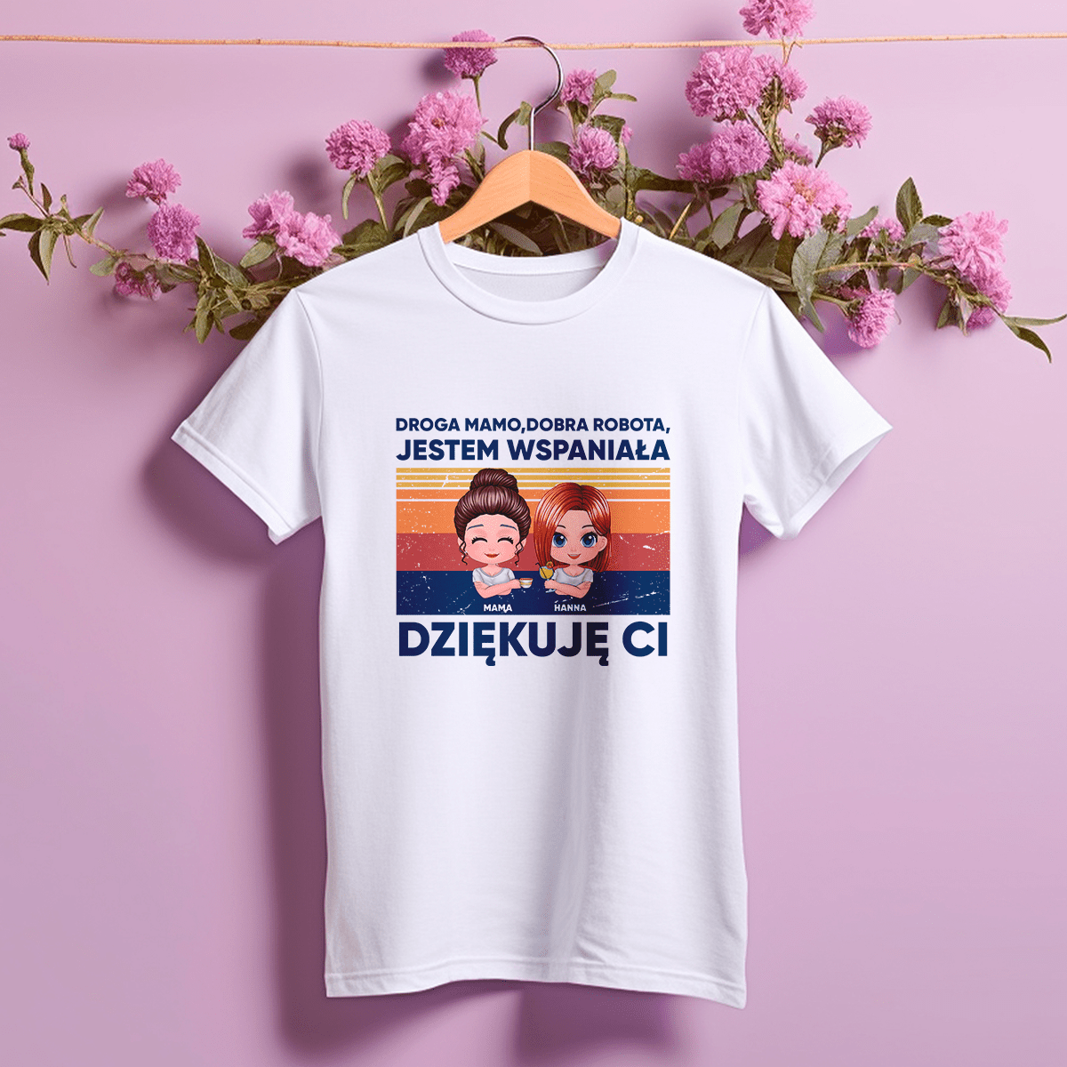 Koszulka damska z nadrukiem DOBRA ROBOTA - spersonalizowany prezent dla mamy - Adamell.pl