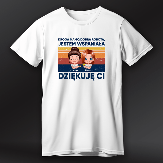 Koszulka damska z nadrukiem DOBRA ROBOTA - spersonalizowany prezent dla mamy - Adamell.pl