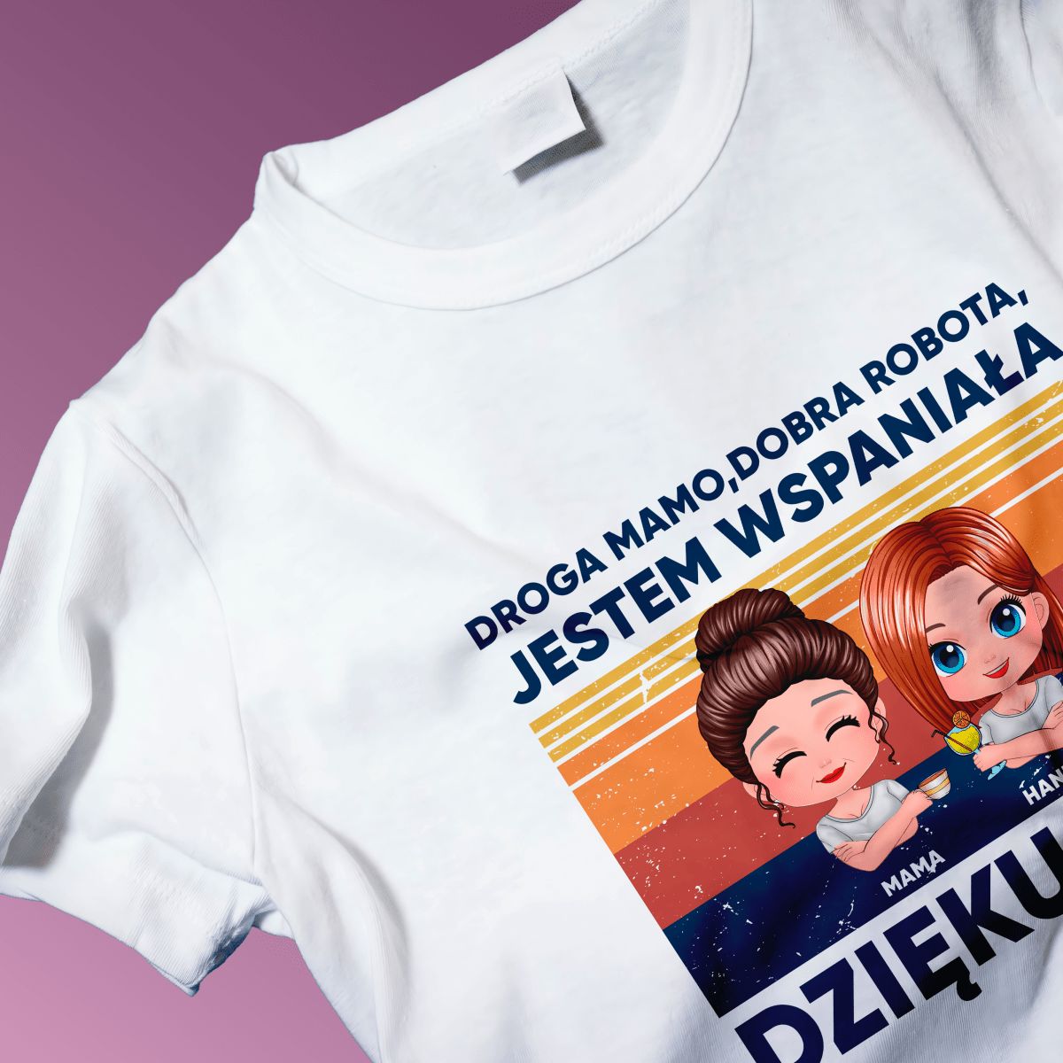 Koszulka damska z nadrukiem DOBRA ROBOTA - spersonalizowany prezent dla mamy - Adamell.pl