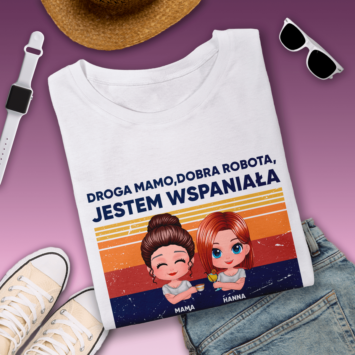 Koszulka damska z nadrukiem DOBRA ROBOTA - spersonalizowany prezent dla mamy - Adamell.pl