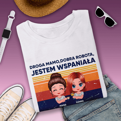 Koszulka damska z nadrukiem DOBRA ROBOTA - spersonalizowany prezent dla mamy - Adamell.pl