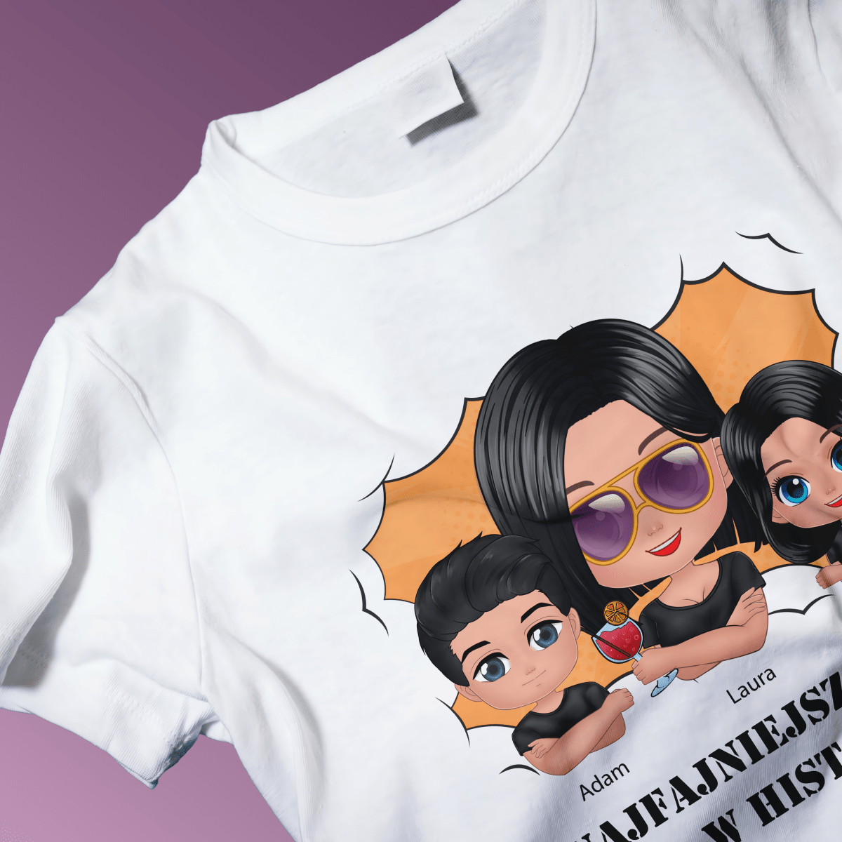 Koszulka damska z nadrukiem NAJFAJNIEJSZA MAMA - spersonalizowany prezent dla mamy - Adamell.pl