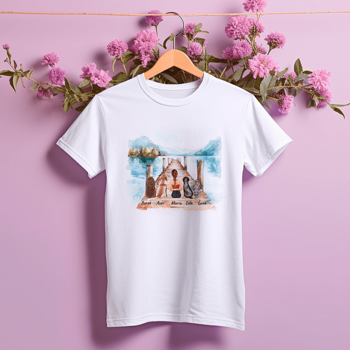 Koszulka damska z nadrukiem PIESKI - spersonalizowany prezent dla właściciela psa - Adamell.pl