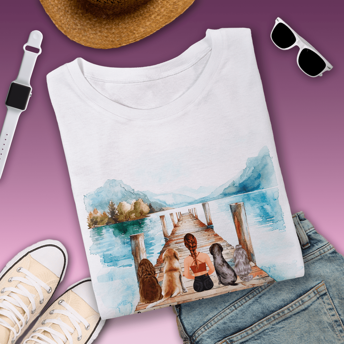 Koszulka damska z nadrukiem PIESKI - spersonalizowany prezent dla właściciela psa - Adamell.pl