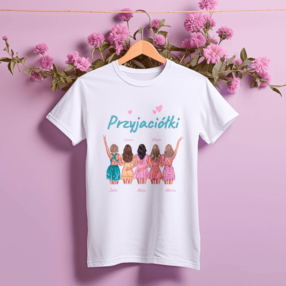 Koszulka damska z nadrukiem PRZYJACIÓŁKI - spersonalizowany prezent dla przyjaciółki - Adamell.pl