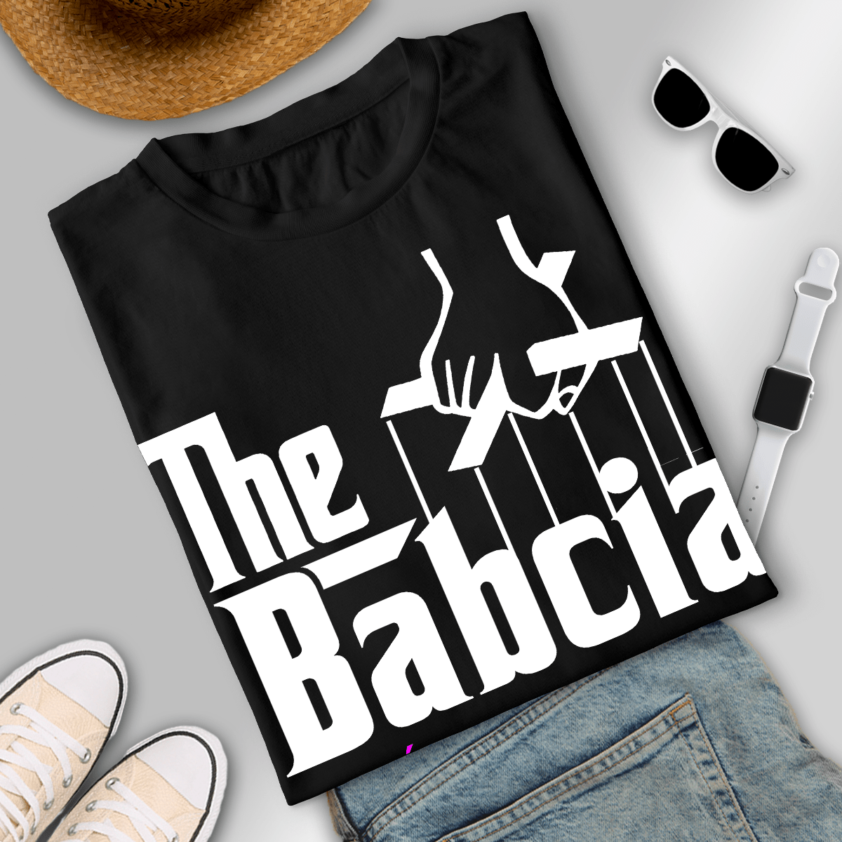 Koszulka damska z nadrukiem THE BABCIA - spersonalizowany prezent dla babci - Adamell.pl