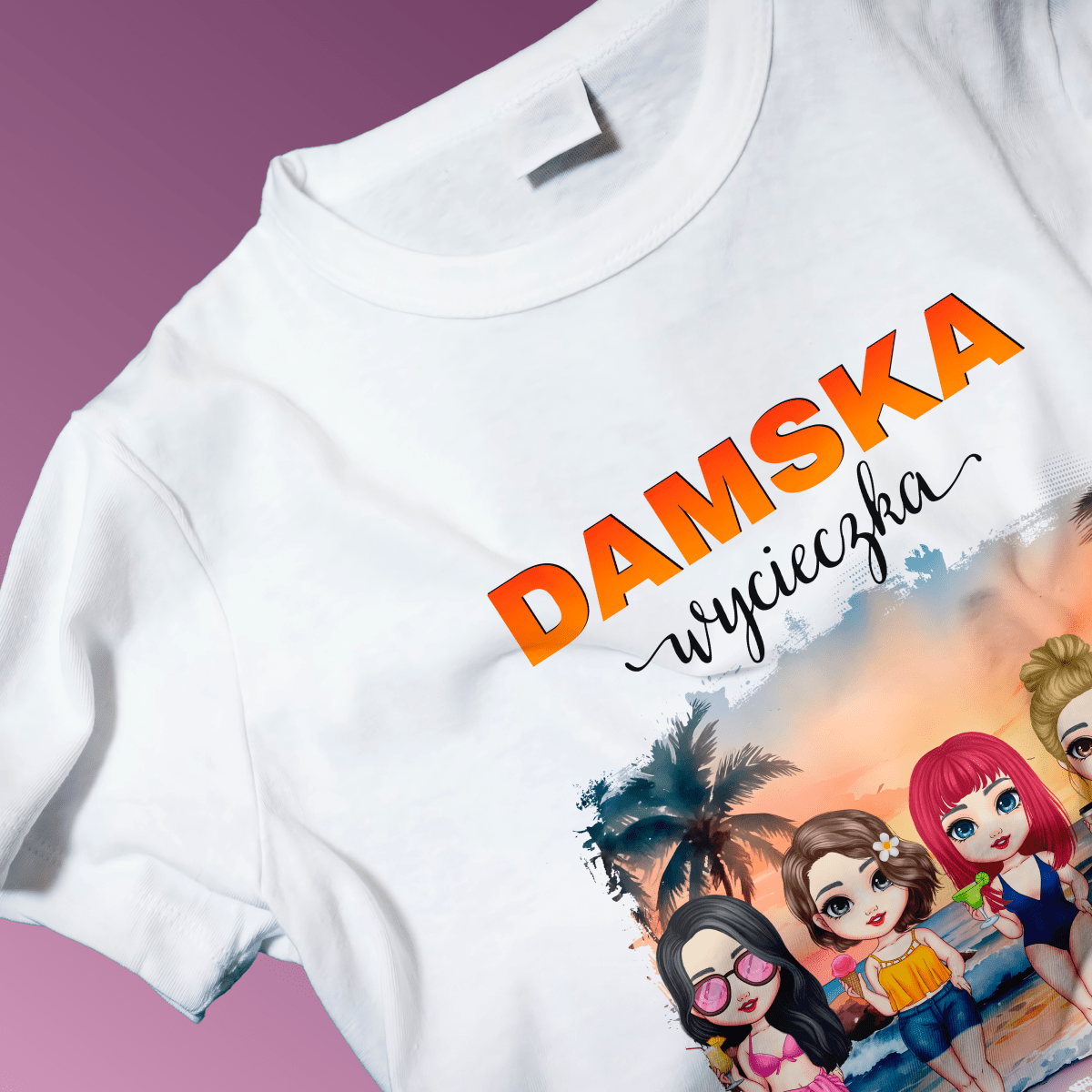 Koszulka damska z nadrukiem WYCIECZKA - spersonalizowany prezent dla przyjaciółki - Adamell.pl
