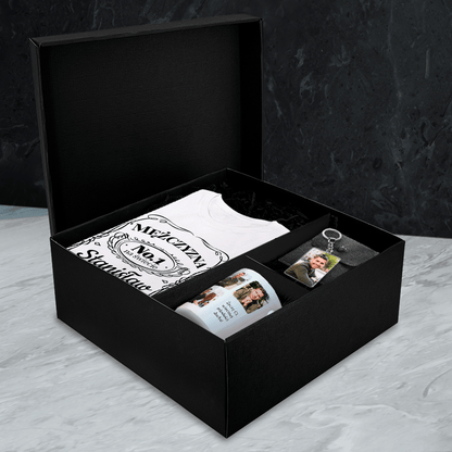 Koszulka + kubek + brelok MĘŻCZYZNA NR. 1 - Box prezentowy, spersonalizowany prezent dla niego - Adamell.pl