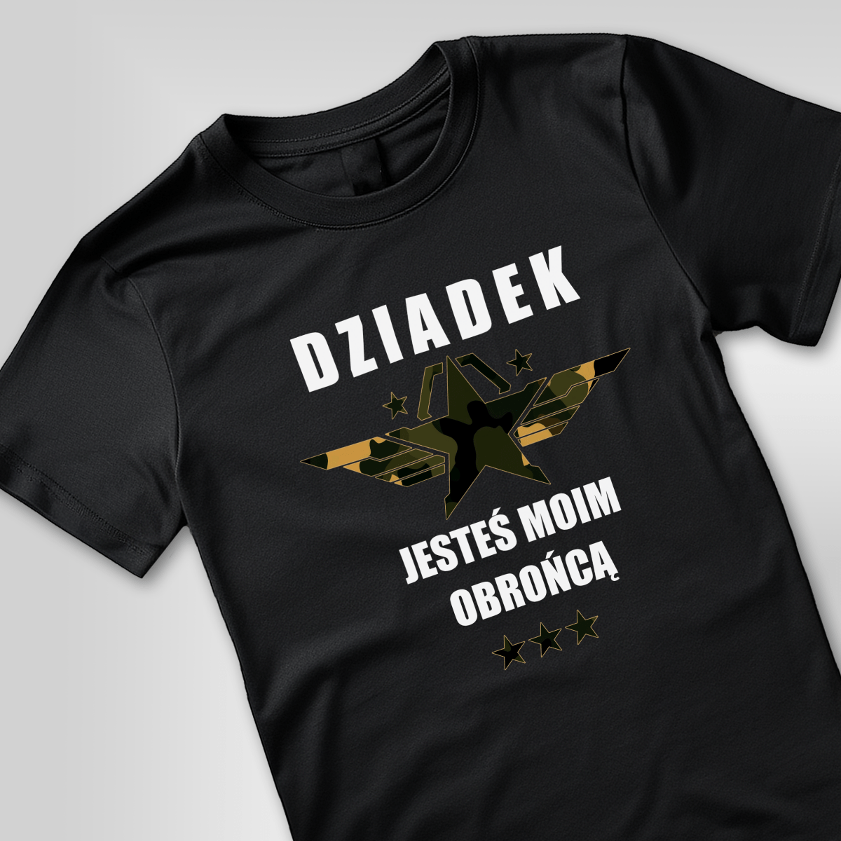Koszulka męska z nadrukiem DZIADEK OBROŃCA - spersonalizowany prezent dla dziadka - Adamell.pl