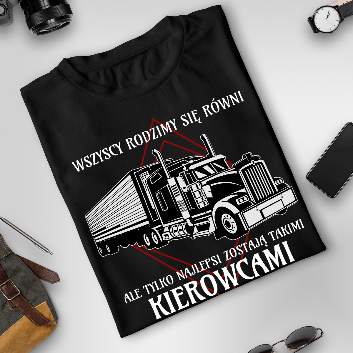 Koszulka męska z nadrukiem KIEROWCA - spersonalizowany prezent dla niego - Adamell.pl