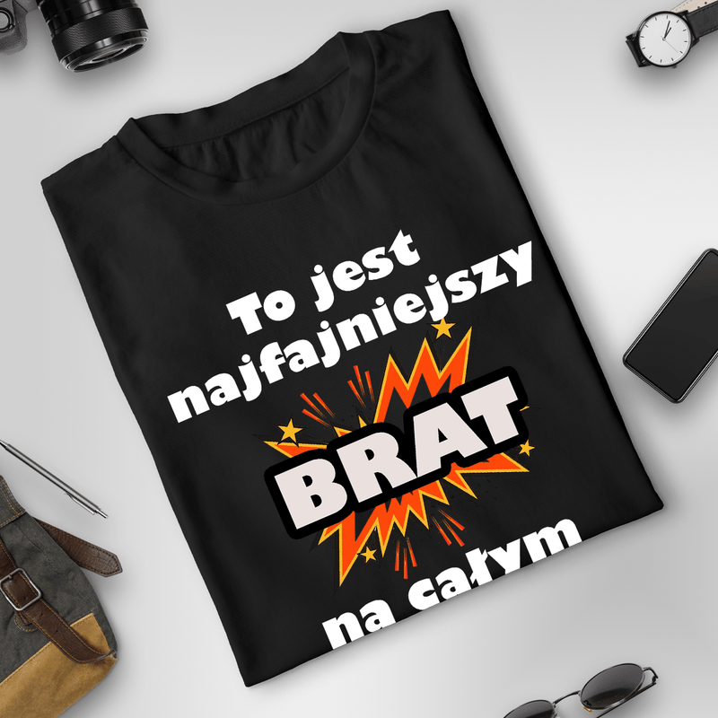 Koszulka męska z nadrukiem NAJFAJNIEJSZY BRAT - spersonalizowany prezent dla brata - Adamell.pl