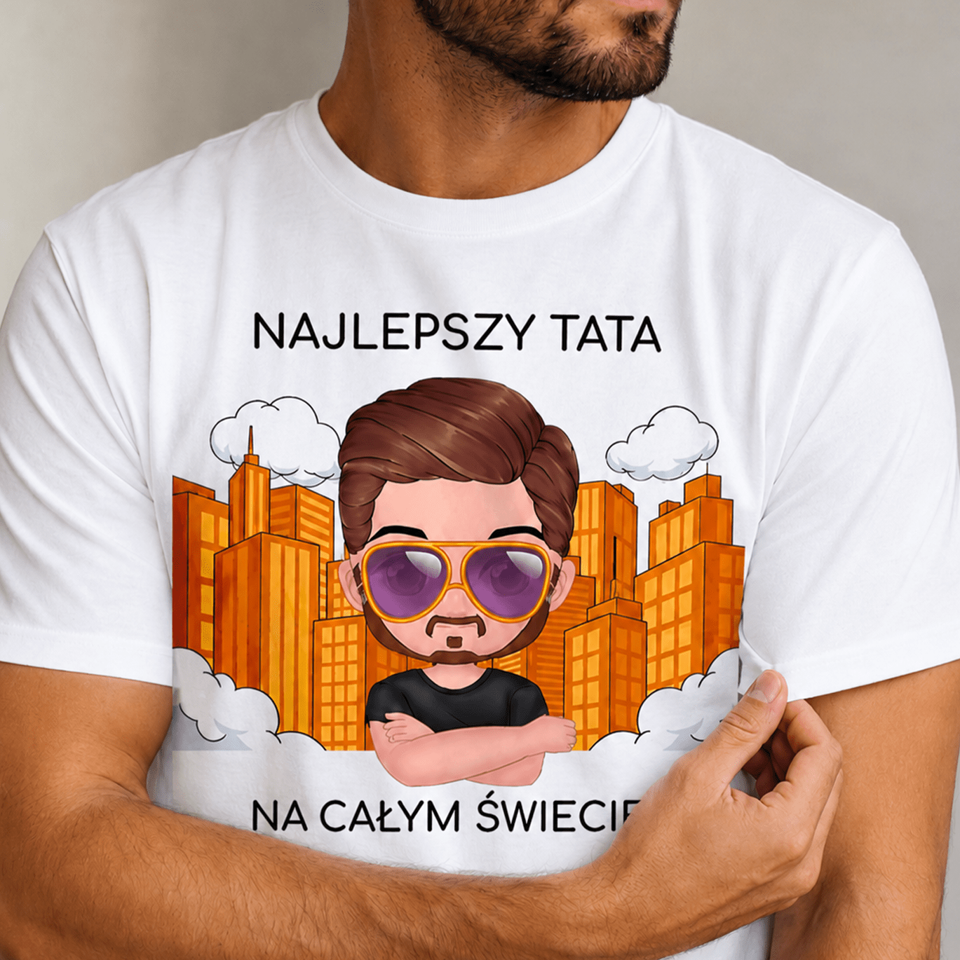 Koszulka męska z nadrukiem TATA NAJLEPSZY NA ŚWIECIE - spersonalizowany prezent dla taty - Adamell.pl