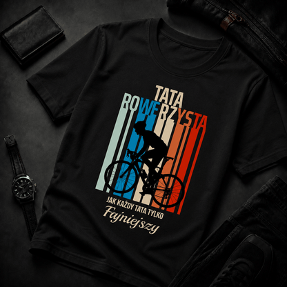 Koszulka męska z nadrukiem TATA ROWERZYSTA - prezent dla taty - Adamell.pl