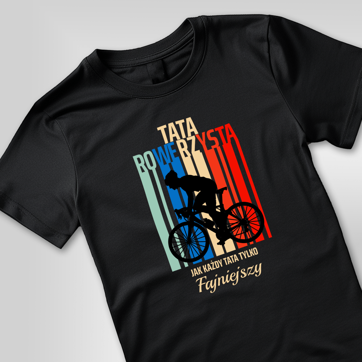 Koszulka męska z nadrukiem TATA ROWERZYSTA - prezent dla taty - Adamell.pl