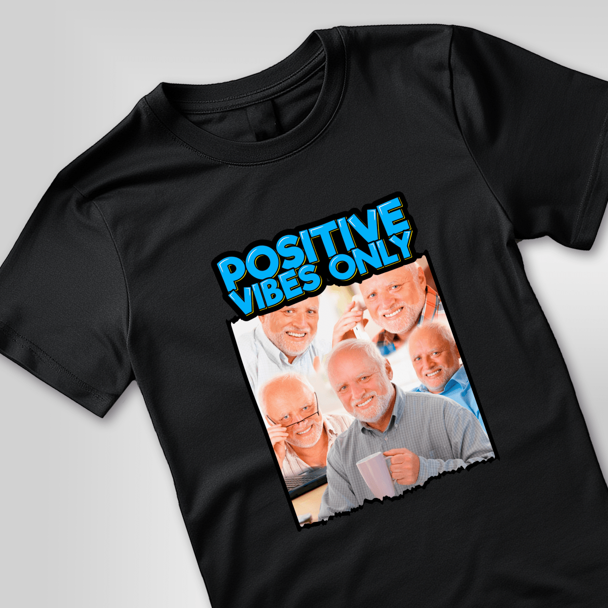 Koszulka unisex z nadrukiem POSITIVES VIBES ONLY - prezent dla mężczyzny, kobiety - Adamell.pl