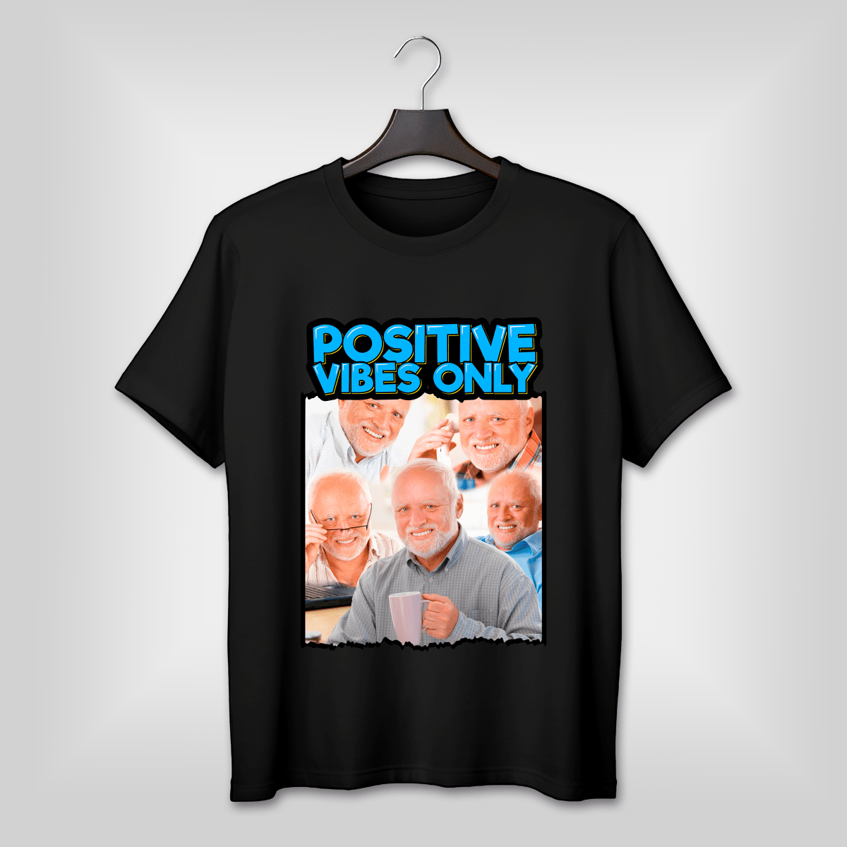 Koszulka unisex z nadrukiem POSITIVES VIBES ONLY - prezent dla mężczyzny, kobiety - Adamell.pl