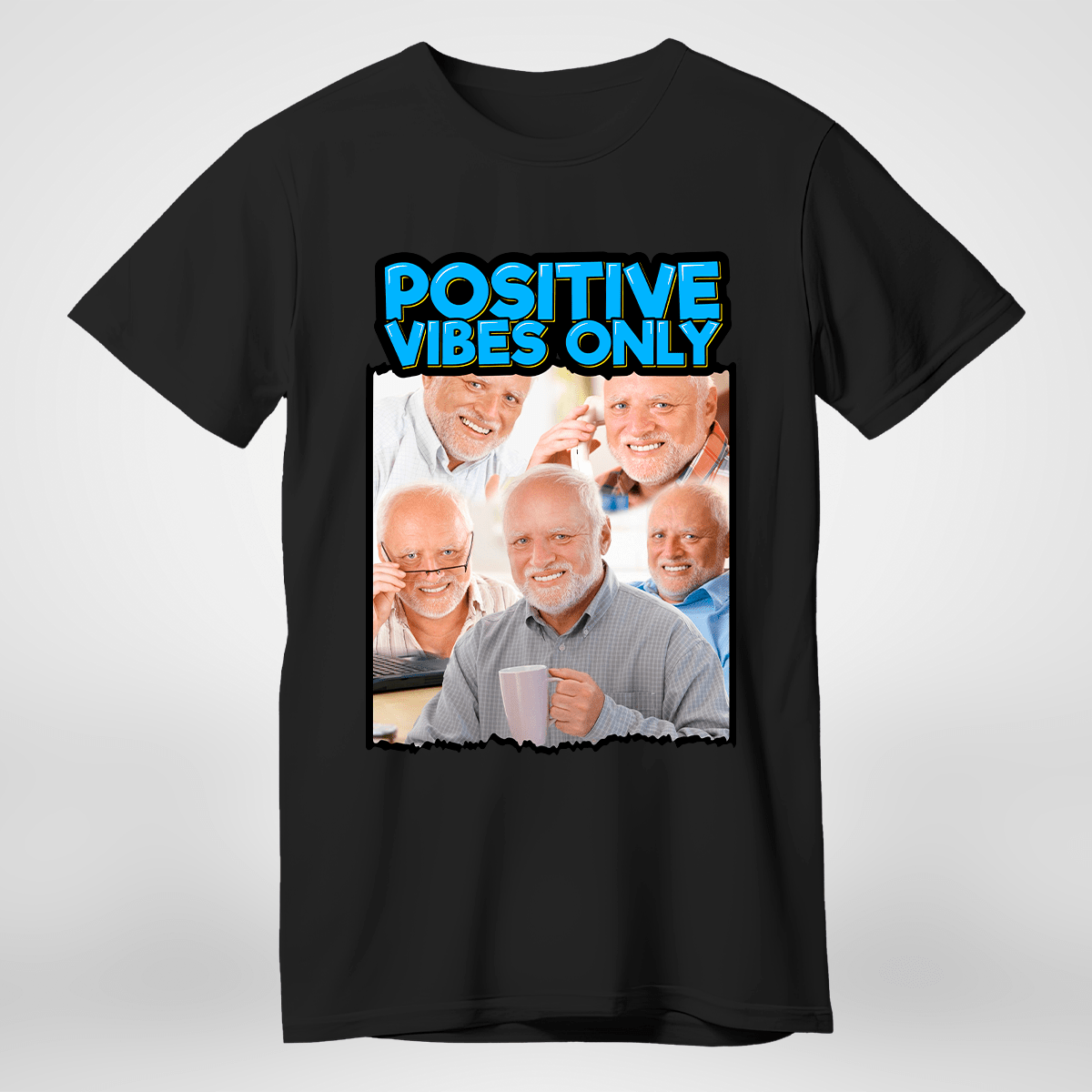 Koszulka unisex z nadrukiem POSITIVES VIBES ONLY - prezent dla mężczyzny, kobiety - Adamell.pl