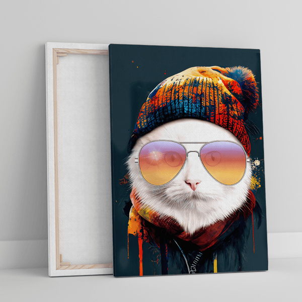 Kot hipis - druk na płótnie, spersonalizowany prezent dla miłośnika kotów - Adamell.pl
