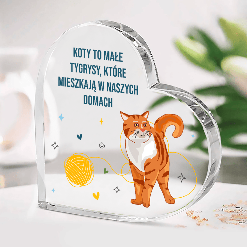 Kot jak tygrys - Szklane serce, spersonalizowany prezent - Adamell.pl