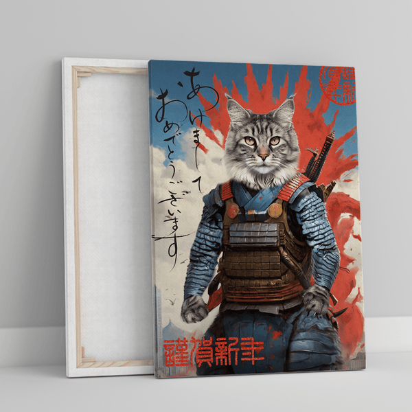Kot wojownik - druk na płótnie, spersonalizowany prezent dla miłośnika kotów - Adamell.pl