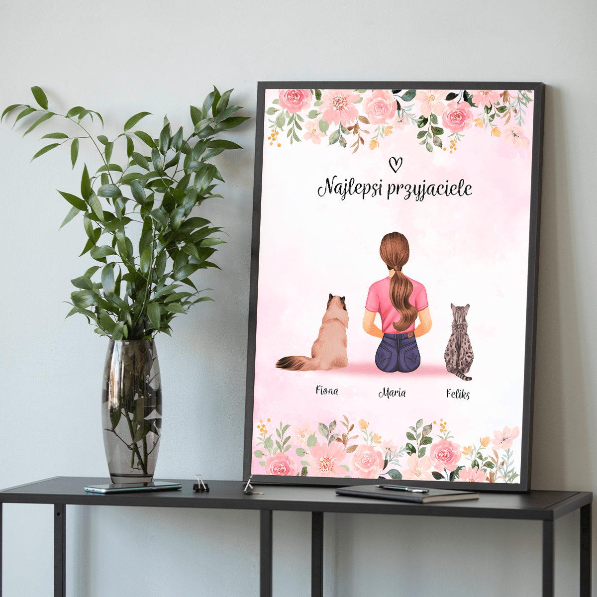 Koty jak najlepsi przyjaciele - plakat, spersonalizowany prezent dla właściciela kota - Adamell.pl