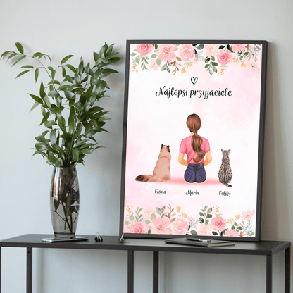 Koty jak najlepsi przyjaciele - plakat, spersonalizowany prezent dla właściciela kota - Adamell.pl