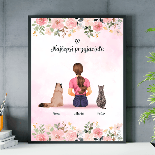 Koty jak najlepsi przyjaciele - plakat, spersonalizowany prezent dla właściciela kota - Adamell.pl