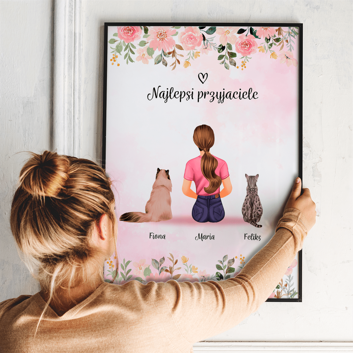 Koty jak najlepsi przyjaciele - plakat, spersonalizowany prezent dla właściciela kota - Adamell.pl