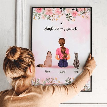 Koty jak najlepsi przyjaciele - plakat, spersonalizowany prezent dla właściciela kota - Adamell.pl