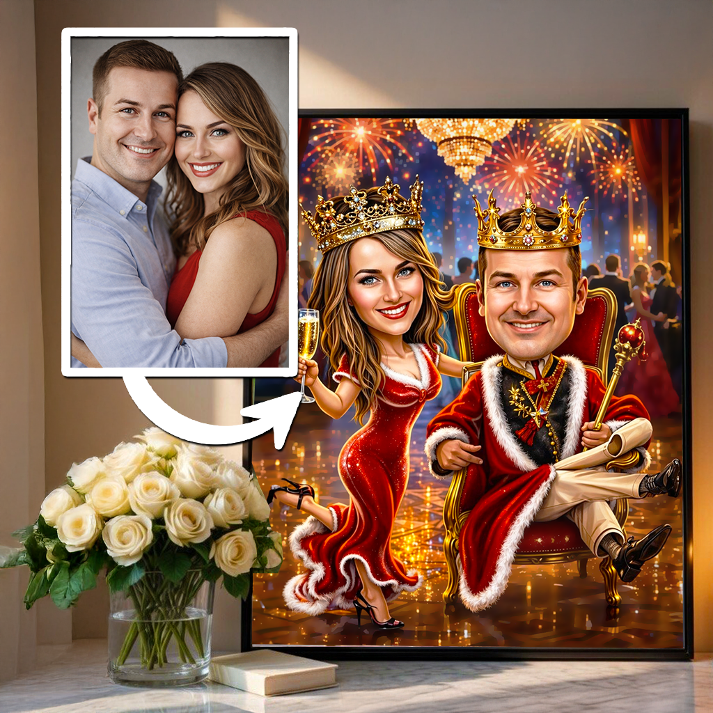 Król i królowa - plakat, spersonalizowany prezent dla pary - Adamell.pl