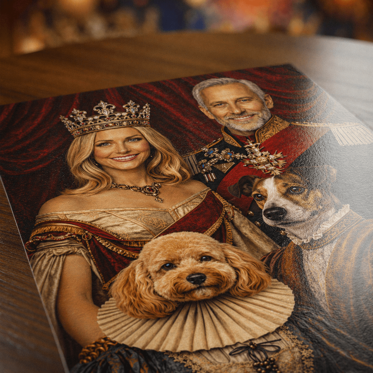 Król i królowa z pupilem - plakat, spersonalizowany prezent dla pary - Adamell.pl