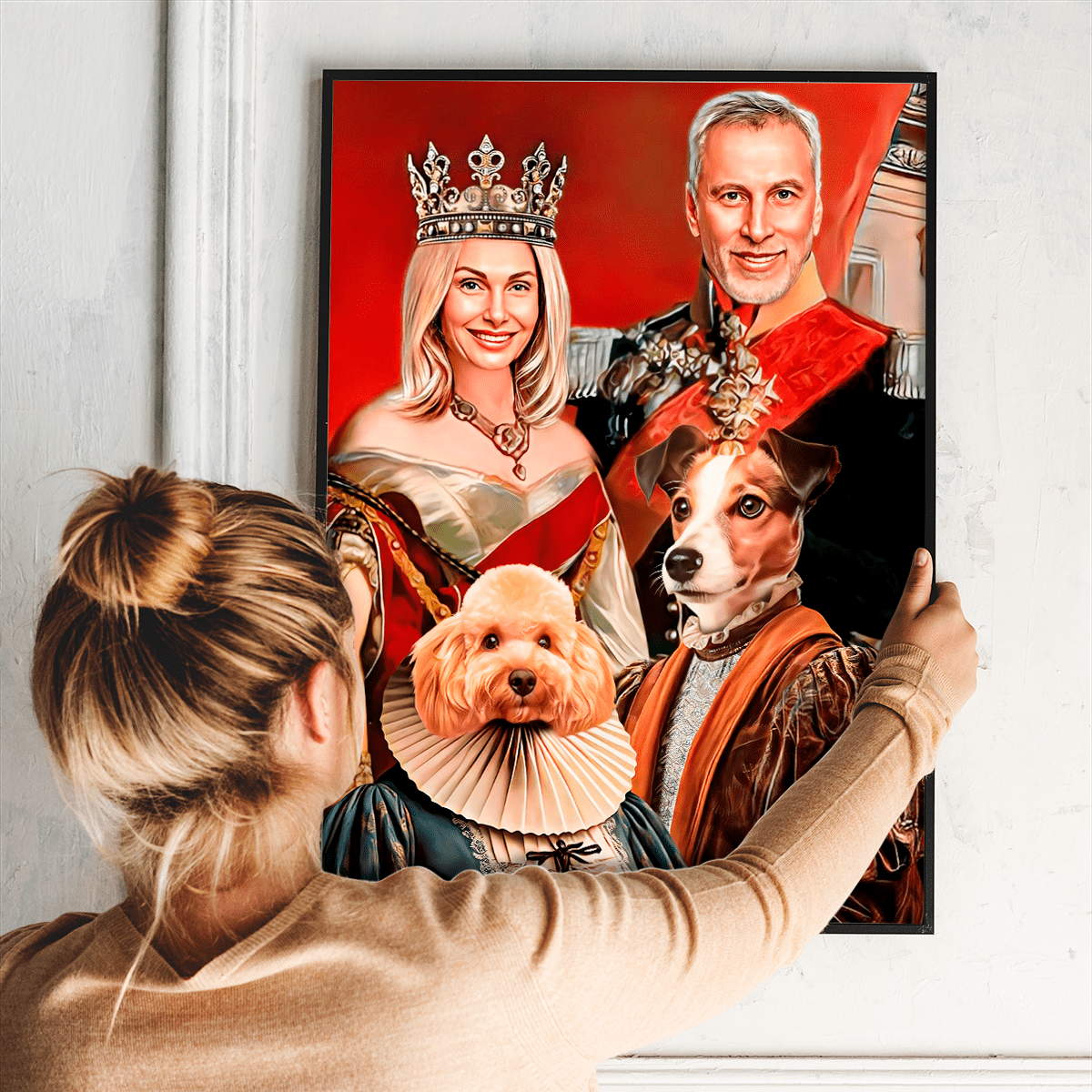 Król i królowa z pupilem - plakat, spersonalizowany prezent dla pary - Adamell.pl