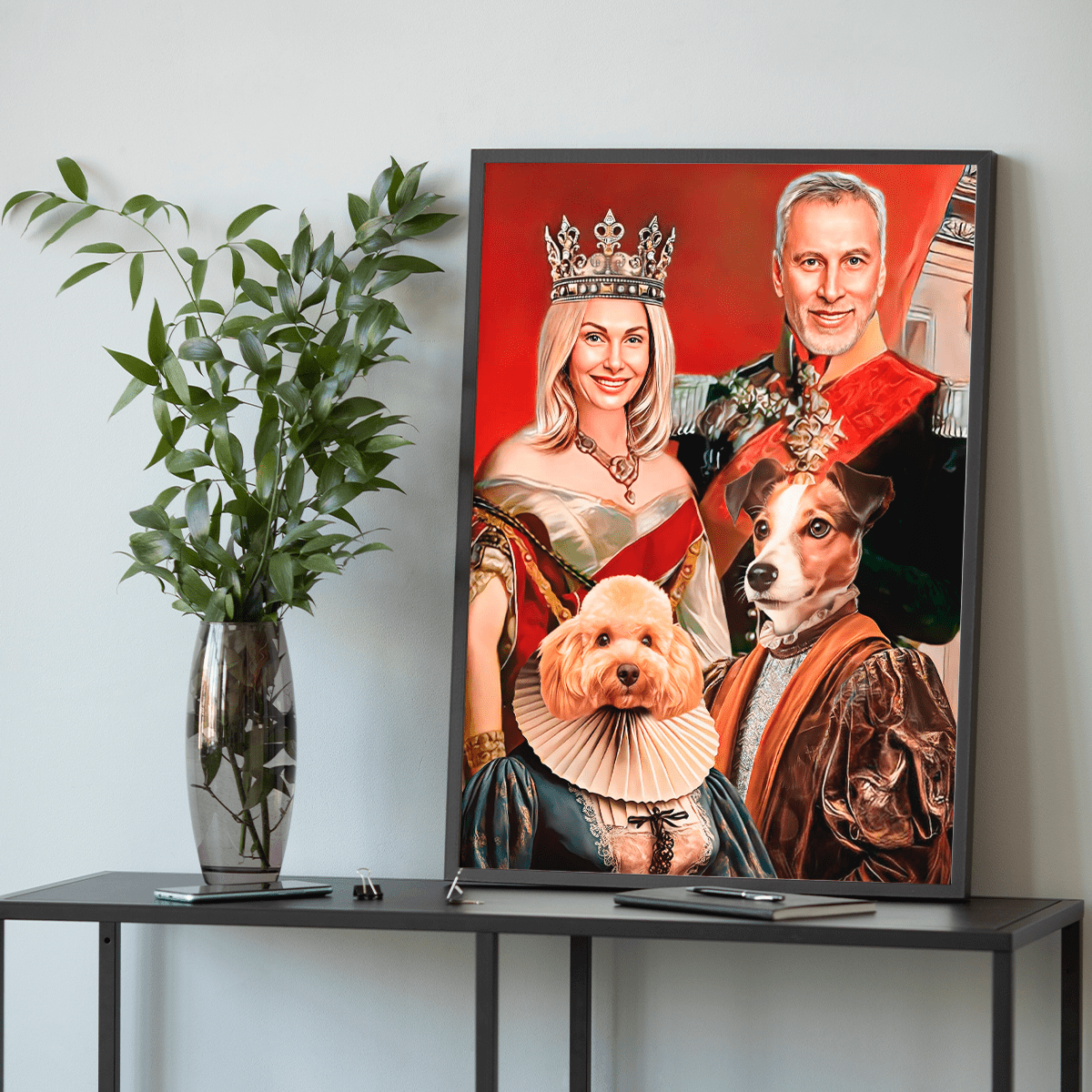 Król i królowa z pupilem - plakat, spersonalizowany prezent dla pary - Adamell.pl