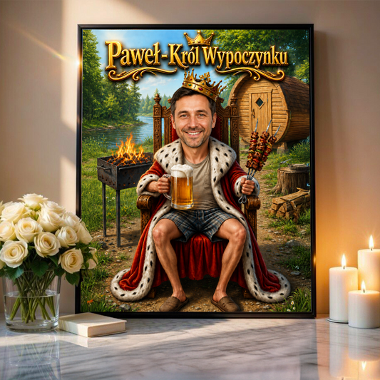 Król Wypoczynku – Personalizowany plakat dla niego - Adamell.pl