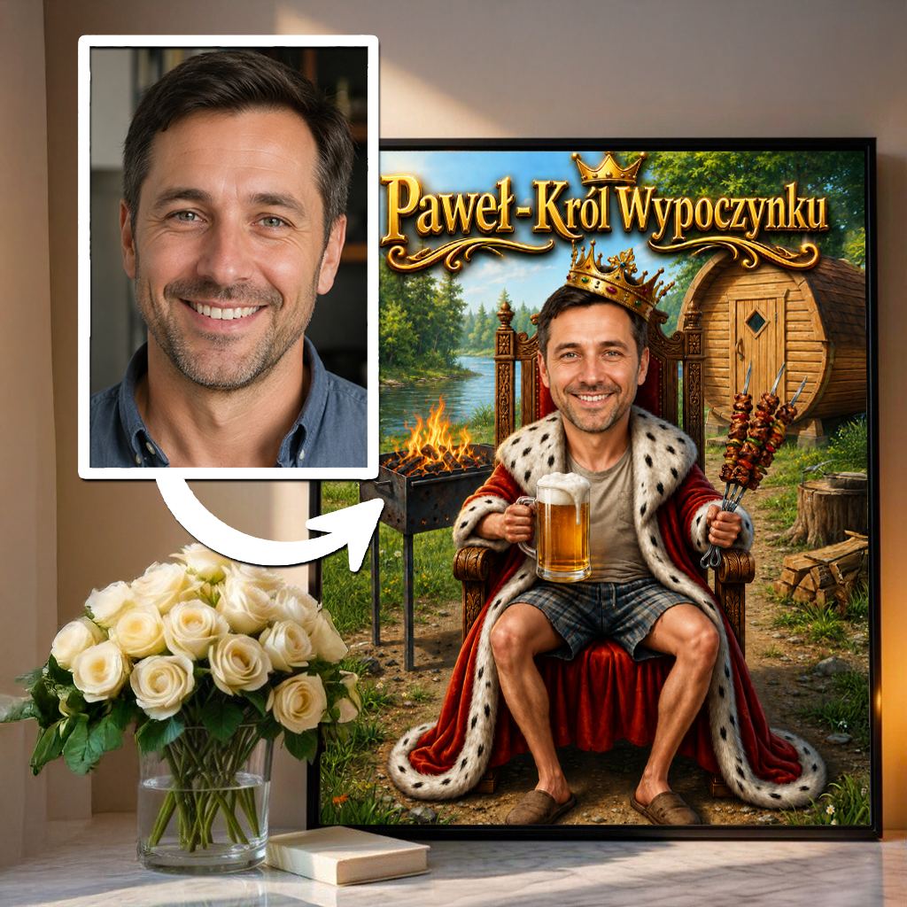 Król Wypoczynku – Personalizowany plakat dla niego - Adamell.pl