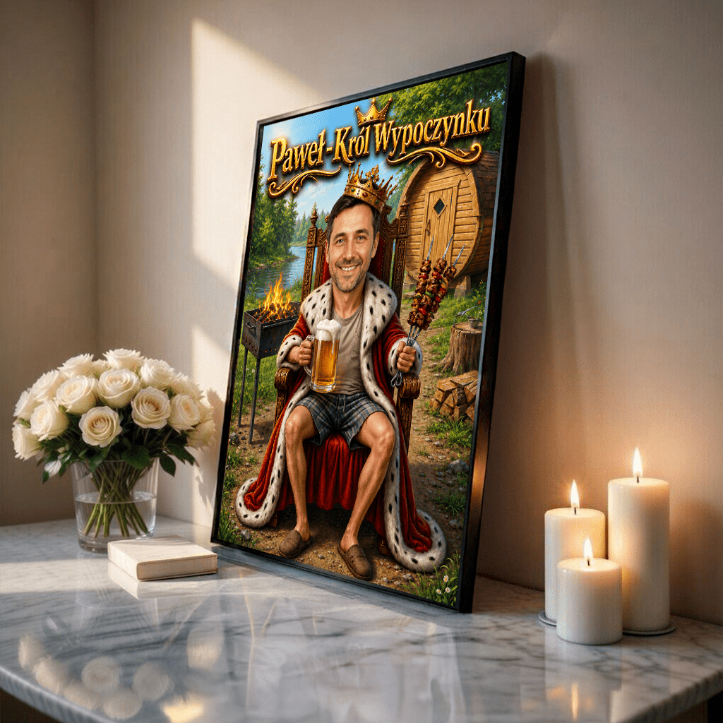 Król Wypoczynku – Personalizowany plakat dla niego - Adamell.pl