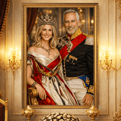 Królewska para - druk na płótnie, spersonalizowany prezent dla pary - Adamell.pl
