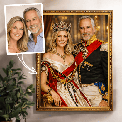 Królewska para - druk na płótnie, spersonalizowany prezent dla pary - Adamell.pl