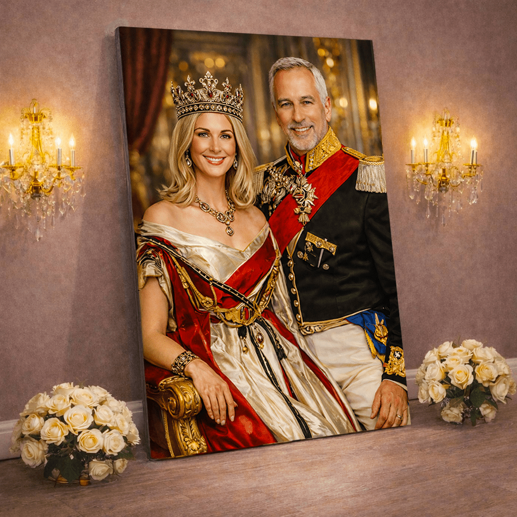 Królewska para - druk na płótnie, spersonalizowany prezent dla pary - Adamell.pl